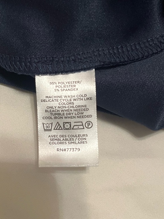 NWT Ann Taylor Navy Smocked Mock Neck Short Sleeve Blouse - Picture 4 of 4